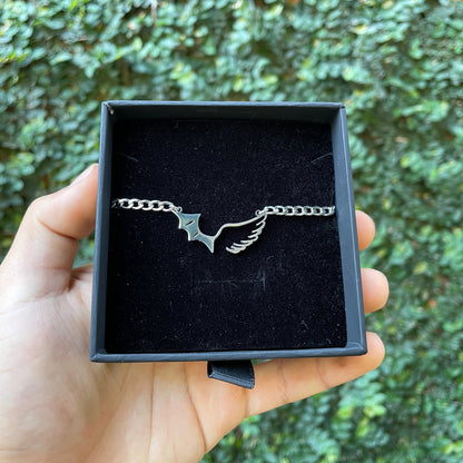 Collar Alas Combinadas de acero inoxidable, ideal para regalo de pareja en Paraguay.
